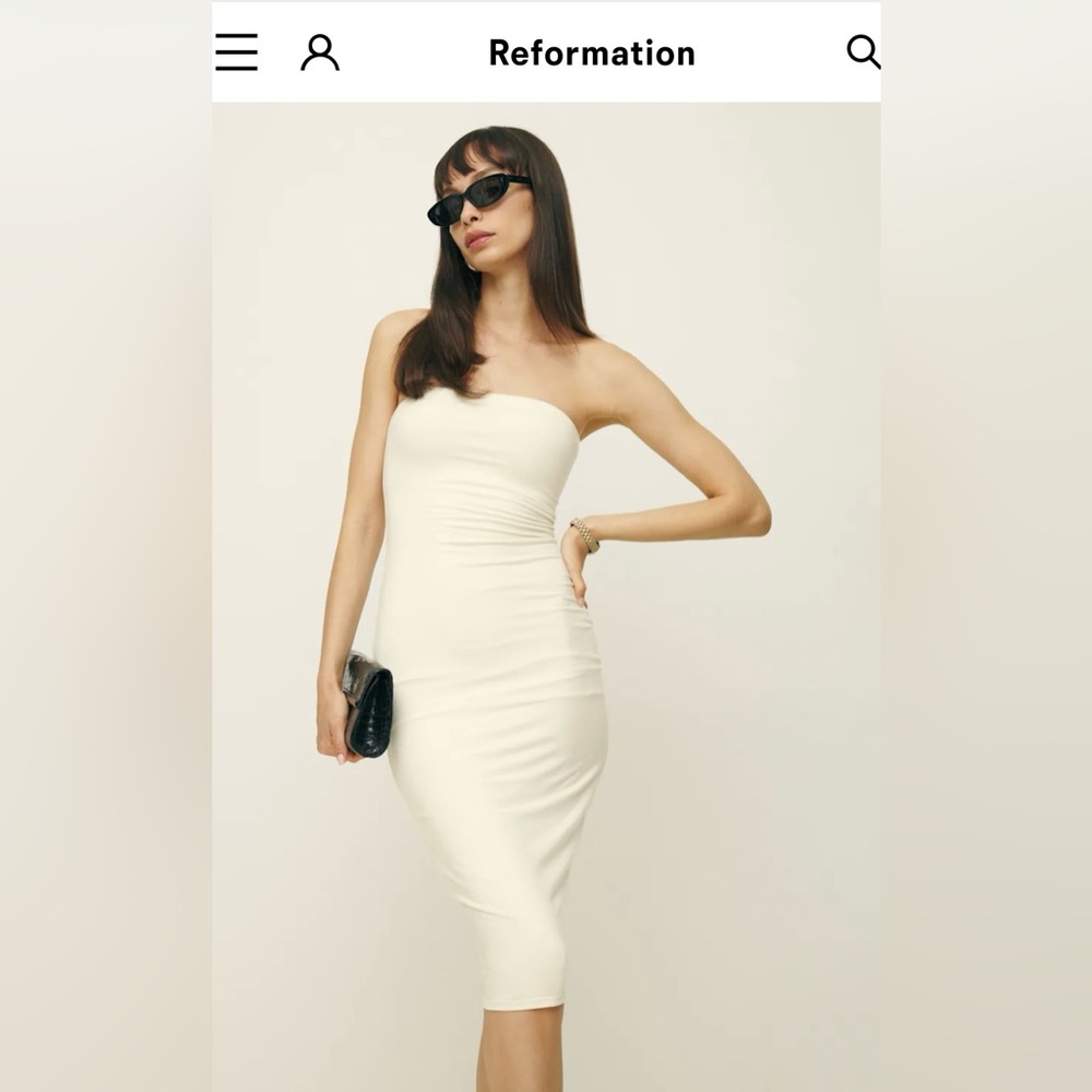 Reformation Ivory Strapless Dress